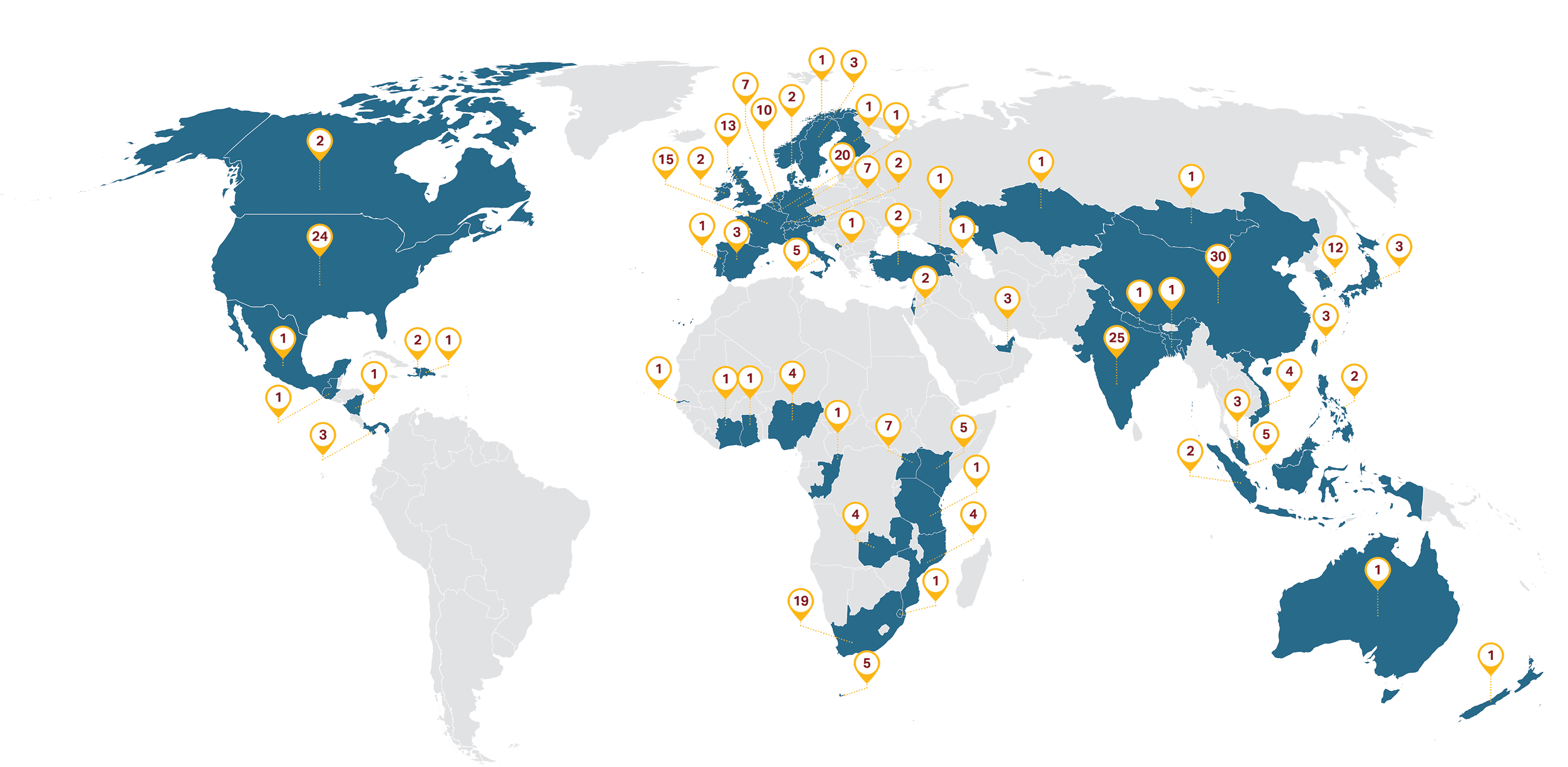 Map of where PFSCM works PFSCM Supplier map