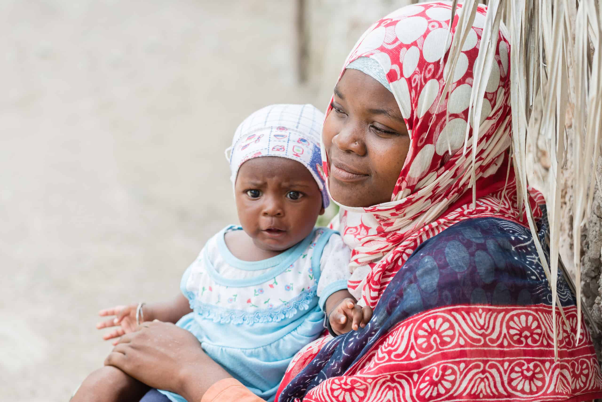African woman and baby