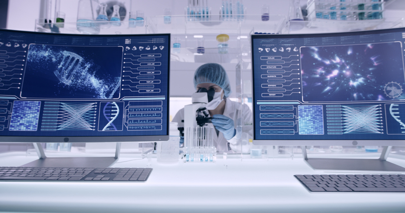 Laboratory scientist analyzing diagnostic data