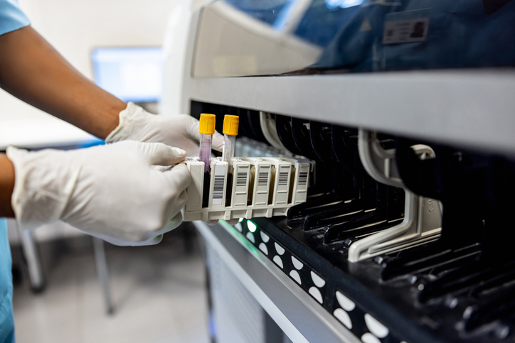 Blood samples being loaded into a diagnostic instrument